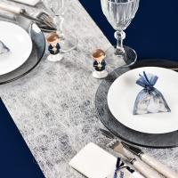 Decoration de table blanche et bleue