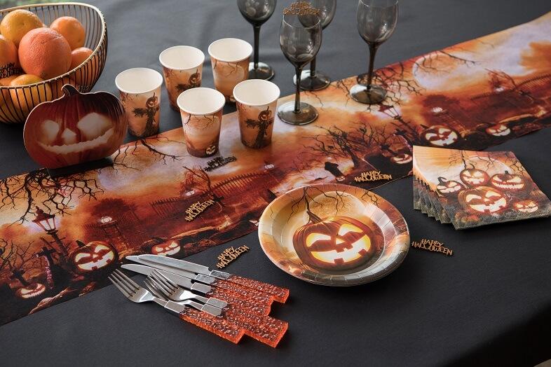 Decoration de table citrouille bois sur socle