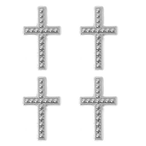 Decoration de table communion croix argent