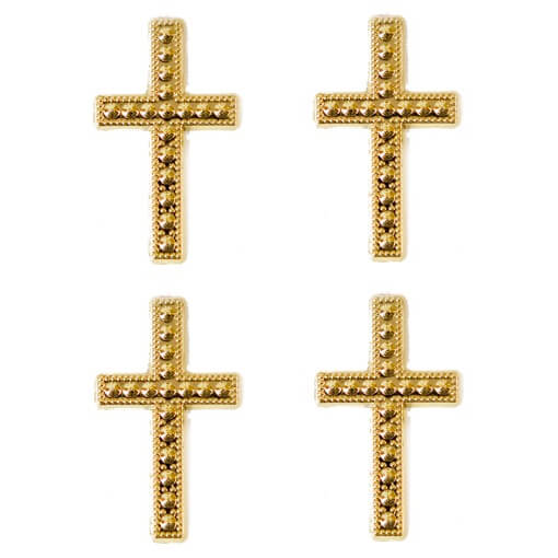 Decoration de table communion croix or