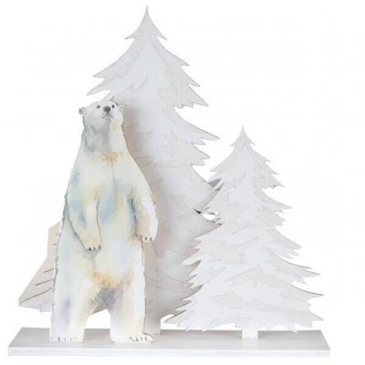 Décoration de table de Noël avec ours polaire blanc irisé (x1) REF/7055