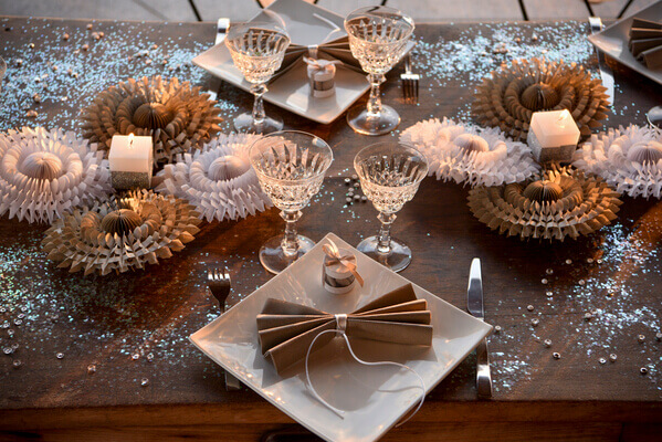 Decoration de table de noel blanche