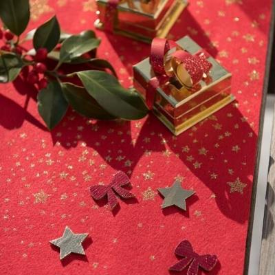 Decoration de table noel rouge et dore or en bois