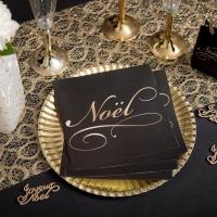 Decoration de table elegante de noel noir et or