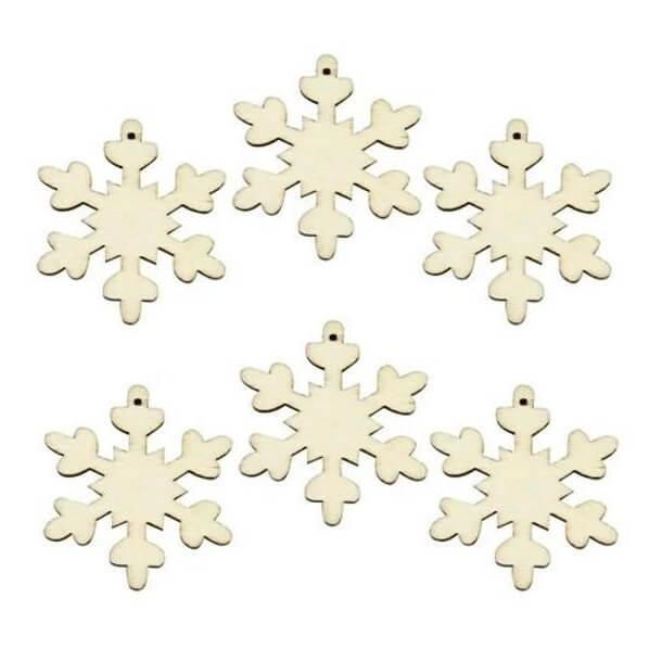 Decoration de table en bois naturel flocon de neige