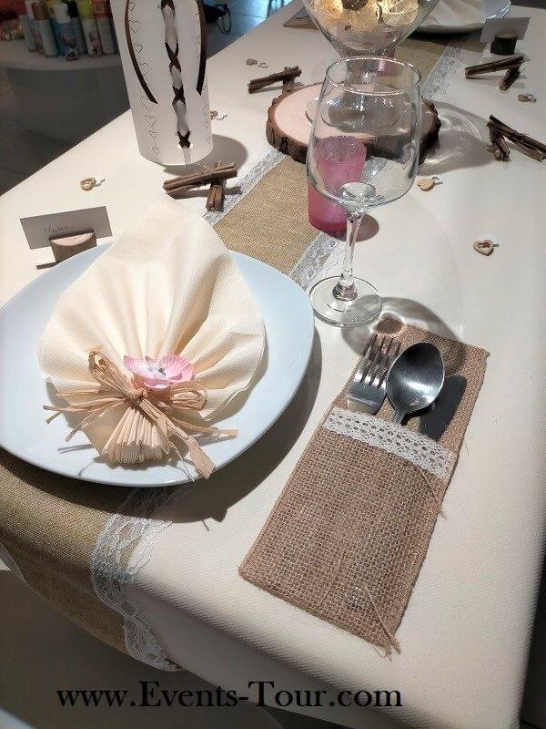 Decoration de table fagot de bois champetre