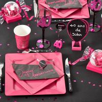 Decoration de table fuchsia 40ans