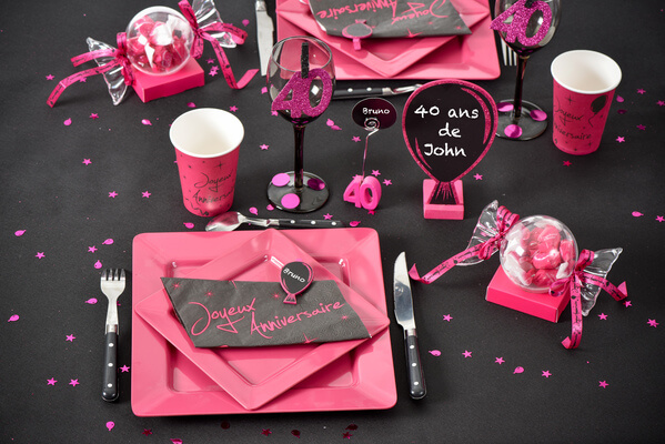 Decoration de table fuchsia 40ans
