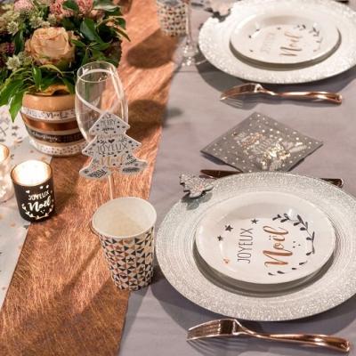 Decoration de table grise joyeux noel