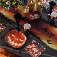Decoration de table halloween avec assiette citrouille