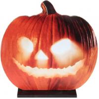 Decoration de table halloween citrouille en bois sur socle