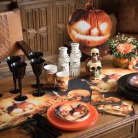 Decoration de table halloween crane et citrouille