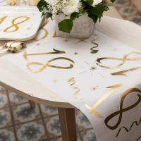 Decoration de table joyeux anniversaire 18ans or et blanc