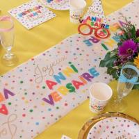 Decoration de table joyeux anniversaire avec gobelet multicolore