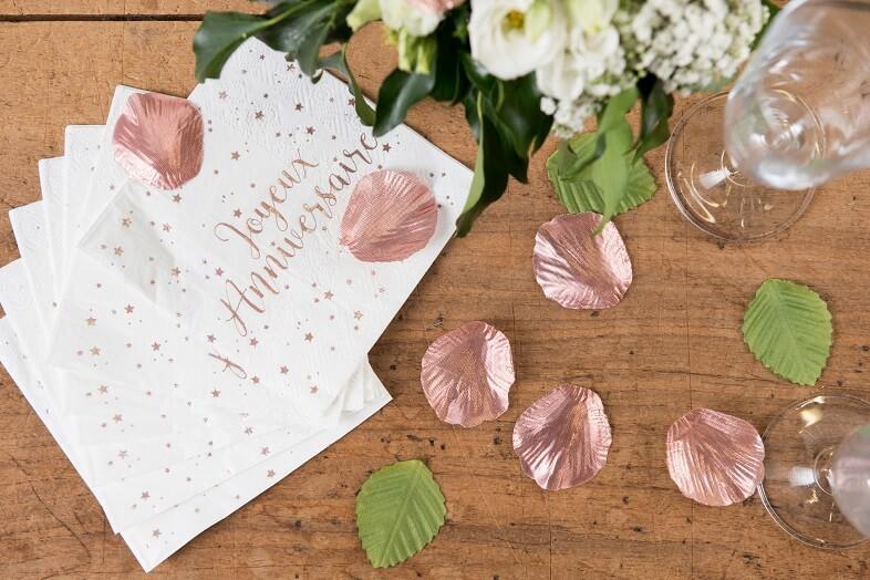 Pack anniversaire rose gold - 10 personnes