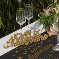 Decoration de table lettre anniversaire dore or avec paillettes