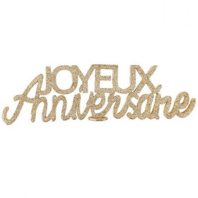 Decoration de table lettre anniversaire dore or avec paillettes