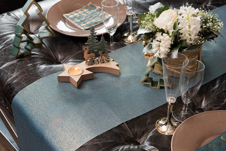 Decoration de table lurex bleu