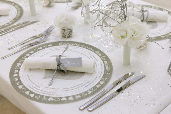 Decoration de table mariage blanche
