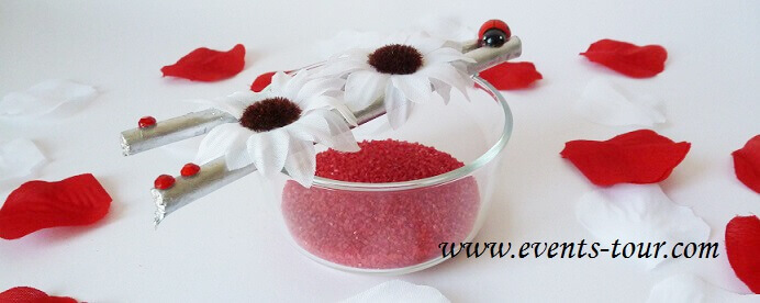 Décoration de table fleur d'amour.