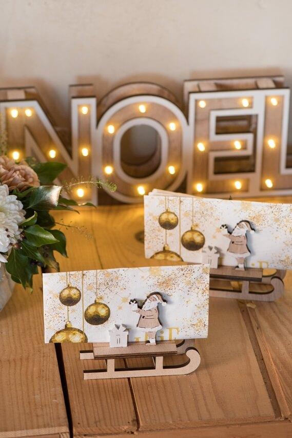 Decoration de table naturel avec luge du pere noel