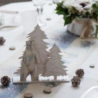 Decoration de table noel avec ours polaire blanc irise