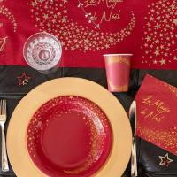 Decoration de table noel avec serviette rouge dore or