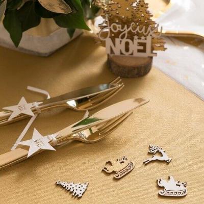 Decoration de table noel blanc or