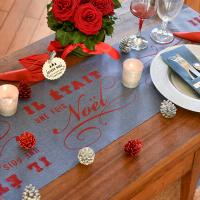 Decoration de table noel bleu et rouge