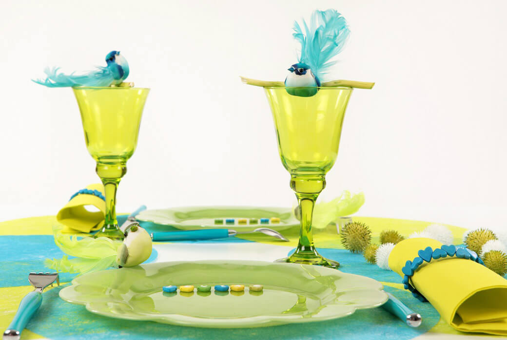 Decoration de table oiseau bleu