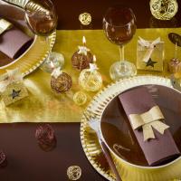 Decoration de table or et chocolat