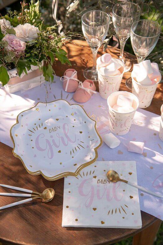 Decoration de table rose fille baby shower