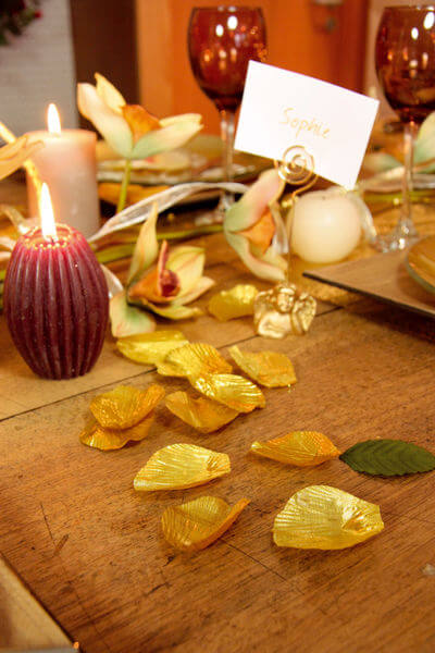 Decoration de table rose or