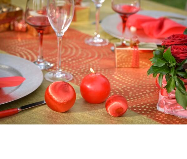Decoration de table rouge et or