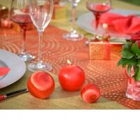 Decoration de table rouge et or