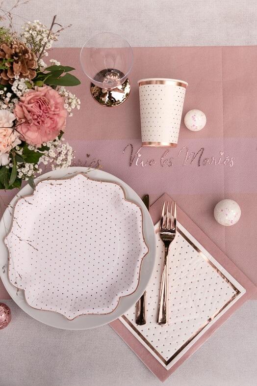 Decoration de table serviette airlaid rose gold metallisee