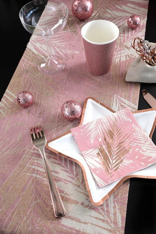 Decoration de table serviette cocktail jungle tropical rose