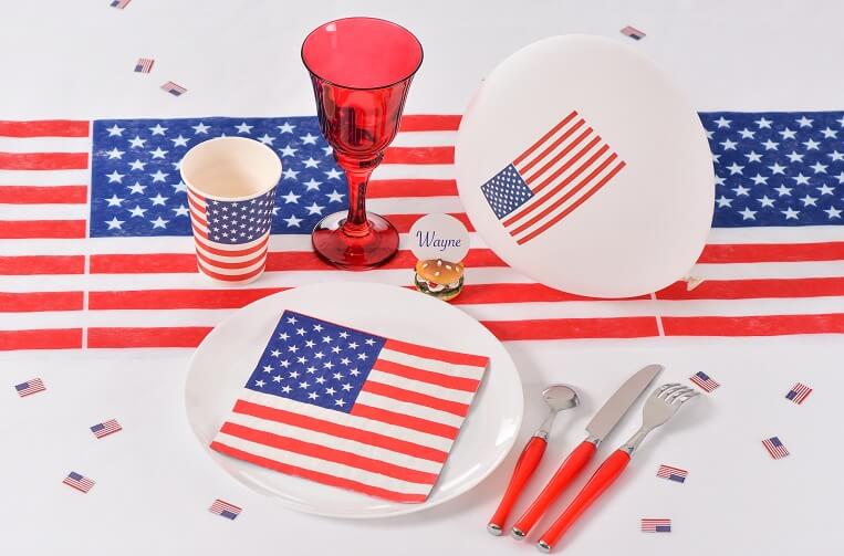Decoration de table serviette usa