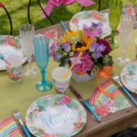 Decoration de table theme des iles aloha avec gobelet