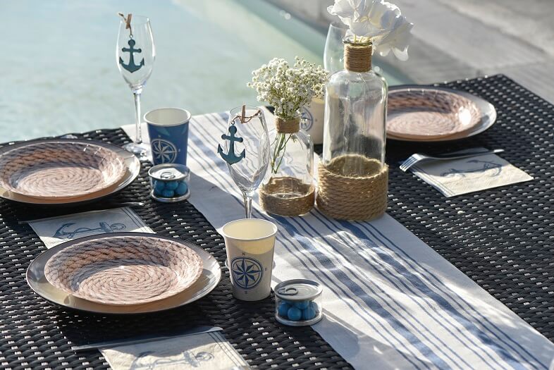 Decoration de table traditionnelle bleu