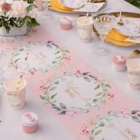 Decoration de table vaisselle baby shower rose fille fleurs
