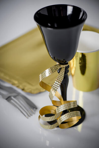 Decoration de verre avec bolduc or