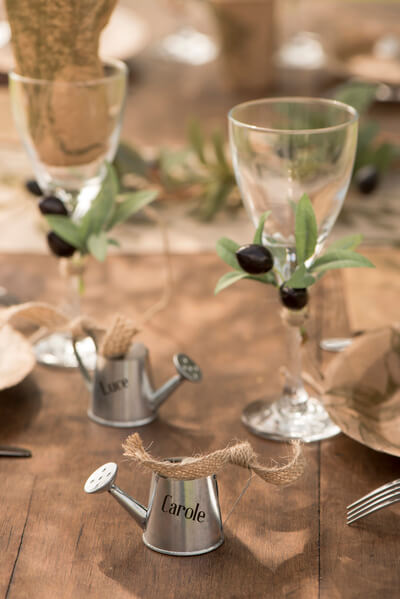 Decoration de verre avec ruban jute