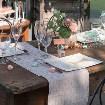 Decoration de table elegante art deco peche