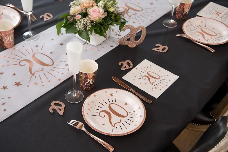 Décoration de Table 20 ans Rose Gold - anniversaire