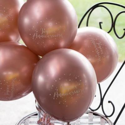 Ballon en latex joyeux anniversaire rose gold 30cm