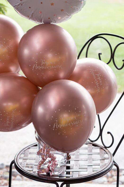 Decoration elegante ballon en latex joyeux anniversaire rose gold