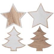 Décoration Noël à parsemer étoiles et sapins naturel et blanc (x12) REF/7426
