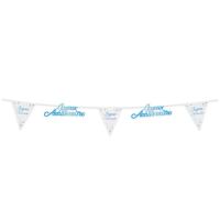 Decoration fete anniversaire blanc bleu guirlande fanion