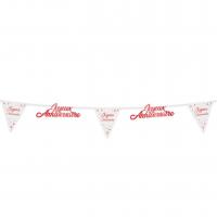 Decoration fete anniversaire blanc rouge guirlande fanion